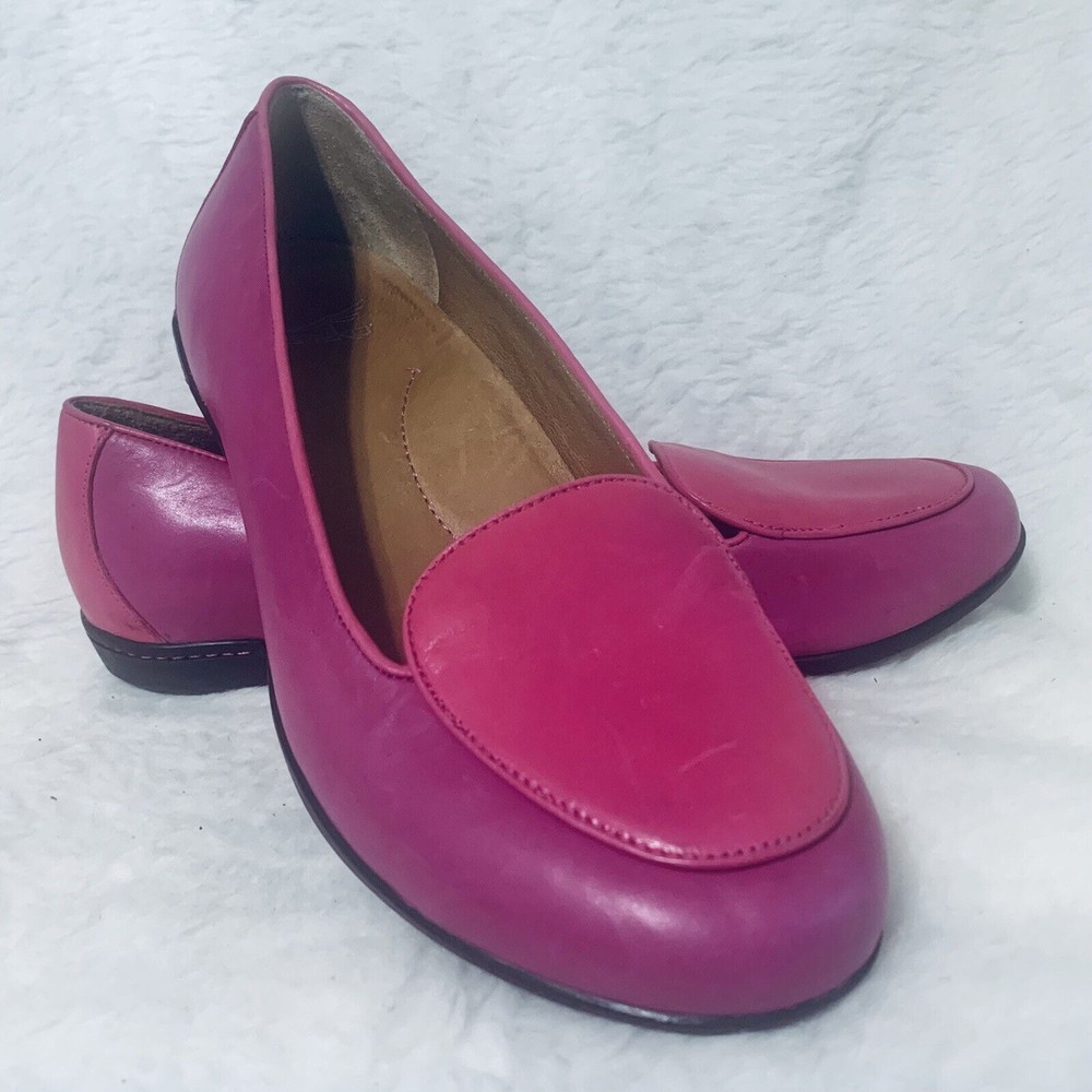 Dansko Pink Leather Loafer Shoes Womens Nastacia Nappa Comfort Size 41 10 Flats